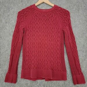 Michael Michael Kors Sweater Womens M Burgundy Cable Knit Pullover Long Sleeve